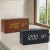 Wooden Digital Alarm Clock,LED Clock with Time, Date,Temperature, Digital Desktop Clock Bedroom Tabletop Led Watch NZ002