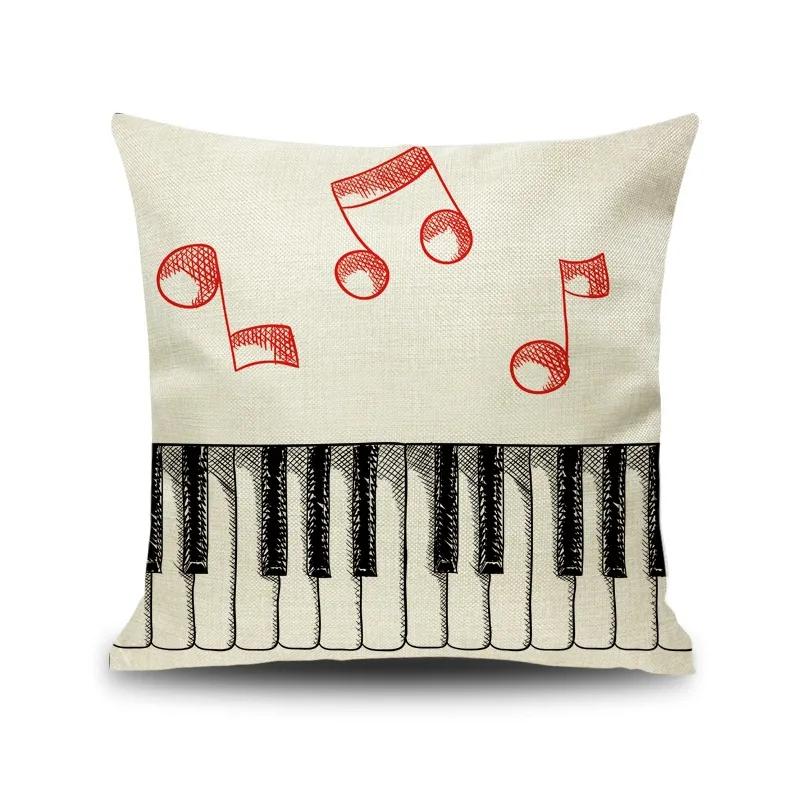 45X45CM Piano Key Wonderful Notes Decorative Pillowcase Car Sofa Art Piece Office Seat Cushion Cover Home Decoration