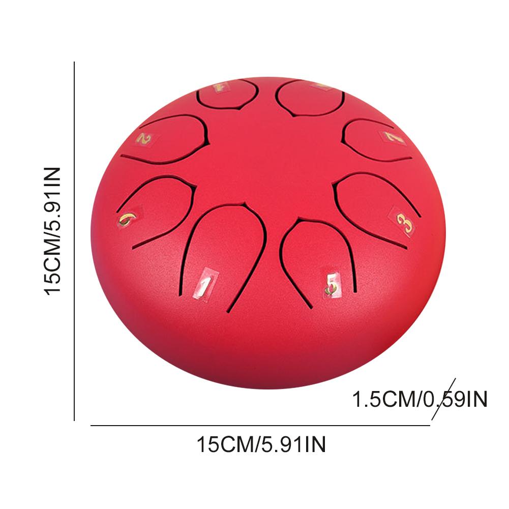 6-дюймовый 8-нотный стальной барабан для хэндпана, ударные инструменты (красный) #
