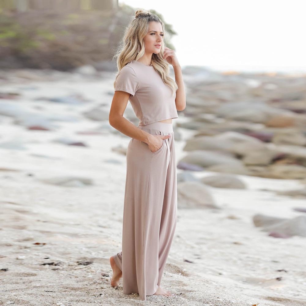 Plus Size Women's Spring/Summer 2026 Casual Suit: Short-Sleeve T-Shirt & Long Pants Two-Piece Set