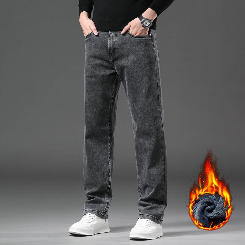Мужские зимние джинсы Yiliteng в стиле business casual на флисовой подкладке