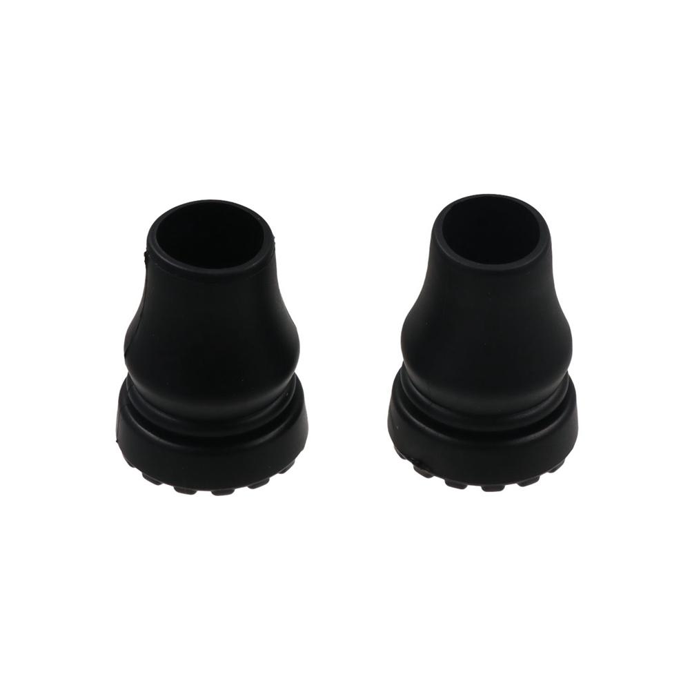 2pcs Black Crutch Cane Bottom Pads Anti-Skid Trekking Pole Bottom Cover Hiking