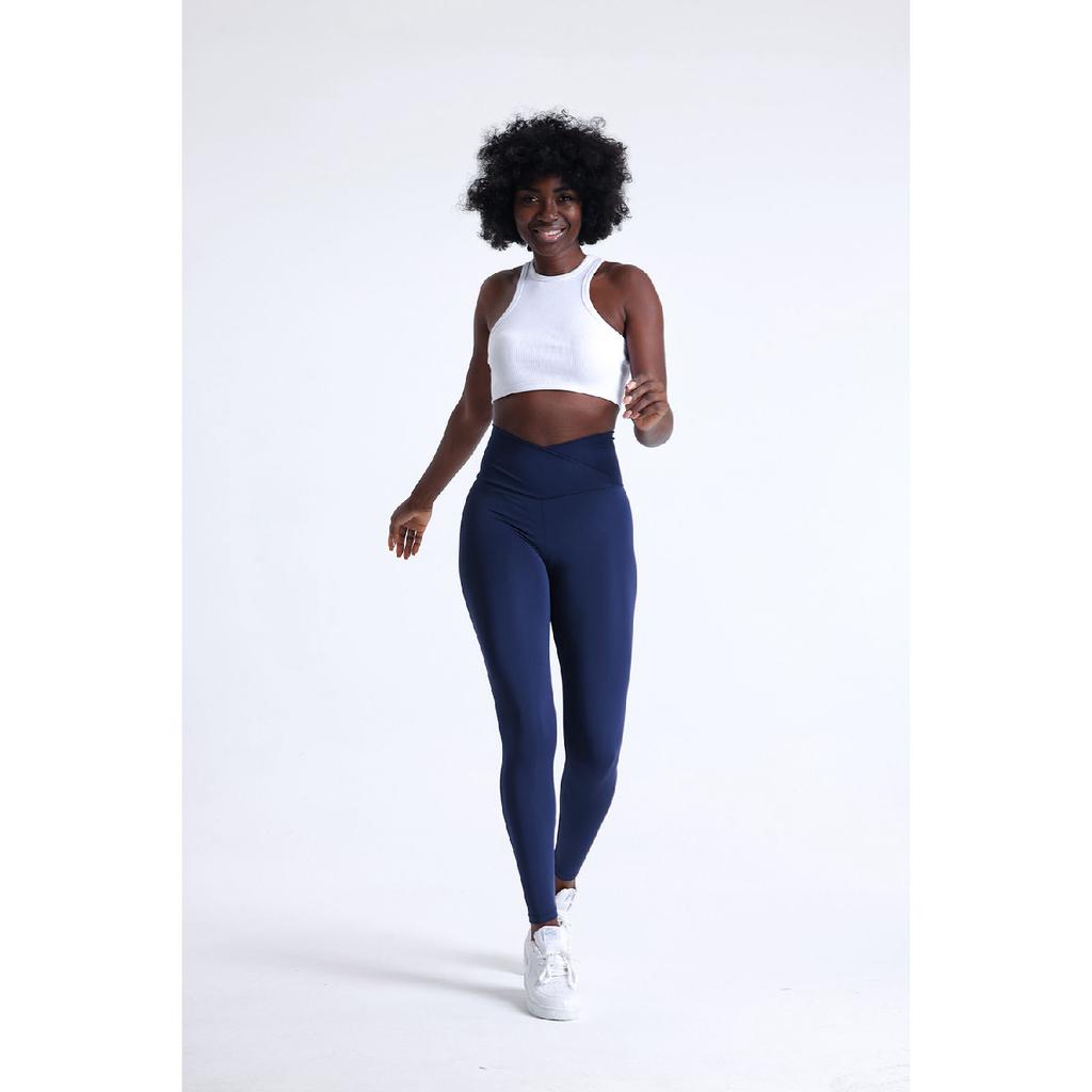 Navy Blue Cross Belt Push-up Slimming High Waist 1 Size Slimming Tights