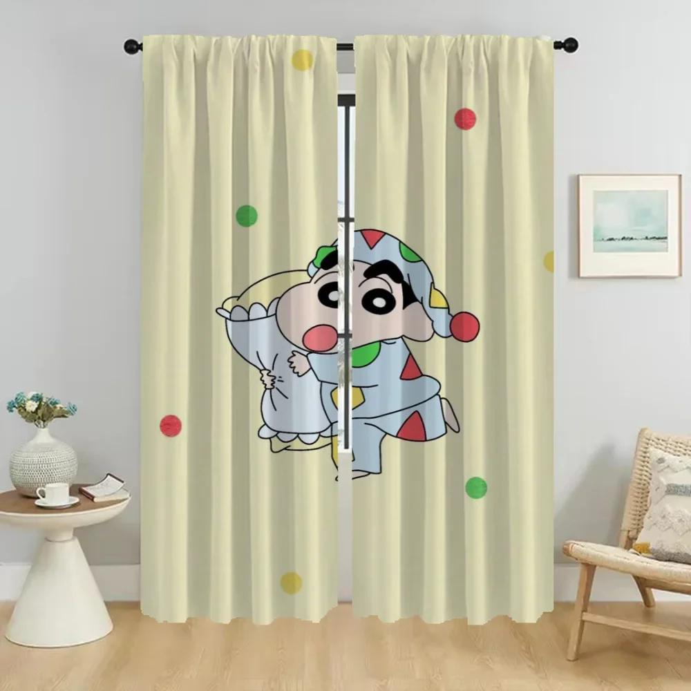Crayon Partition Kitchen Curtains 2 Pieces Curtains Child Room Halloween Decoration Window Curtain Shades Living Blackout Camera