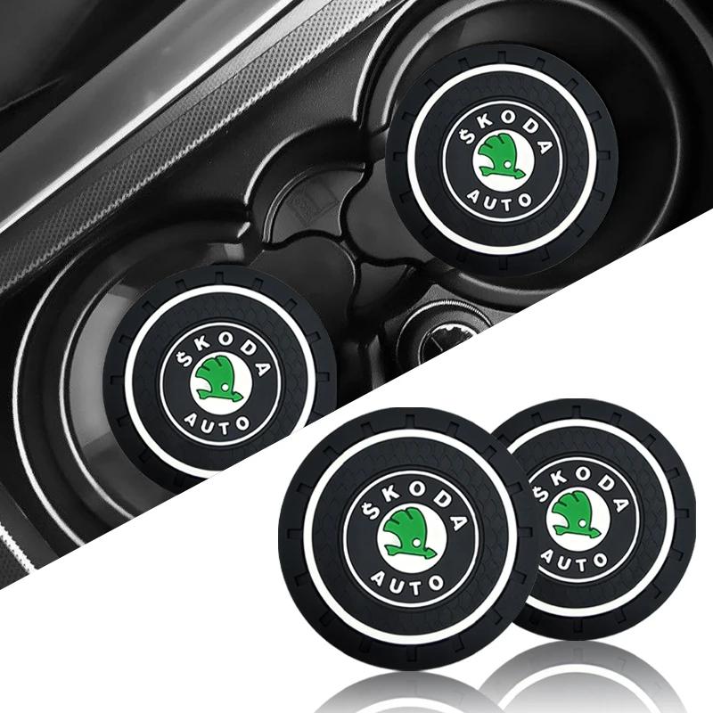 2pcs Car Heat-resisting Coaster Silica Gel Water Cup Slot Dirt Pad For Skoda Sharp Sharp RT3 crystal Sharp Rapid speed Pye Di trunk