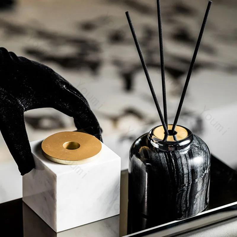 Marble Aromatherapy Bottle High End Hotel Room Bathroom Perfume Container Bottle Bathroom Decoration Aroma Diffuser Bottle