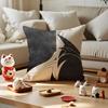 Black And White Creative Painting Cushion Cover Antidustmite Pillowcase Invisible Zipper Silky Short Plush Sofa Cushion Cover