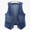 Bahor va Kuz Ayollar Kundalik Retro Qisqa Denim Jilet