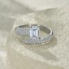 S925 Silver Emerald Cut 1ct  Paved Open Moissanite Jewelry Pass Diamond Tester Gem Band Ring Women Fine Fashion Jewelry Ring