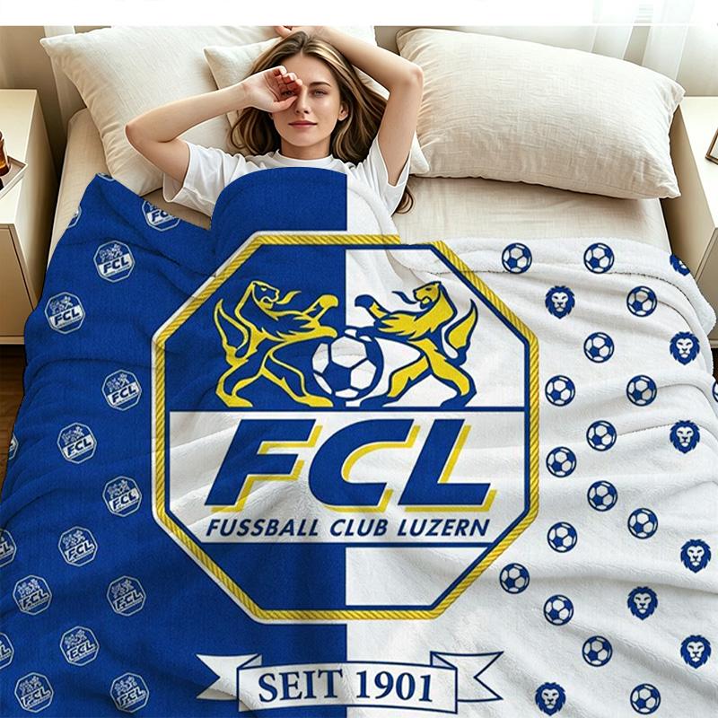 Luzern FC Print Flannel Blanket High Quality Warm Comfortable Cover for All Seasons Perfect for Gifts Home Decor