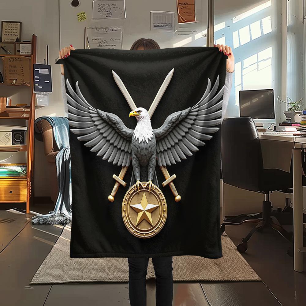 Black Eagle,pattern Flannel Blanket, High quality Comfortable for All Seasons, Home Decor, Warmth and Comfort, Perfect for Gifts.