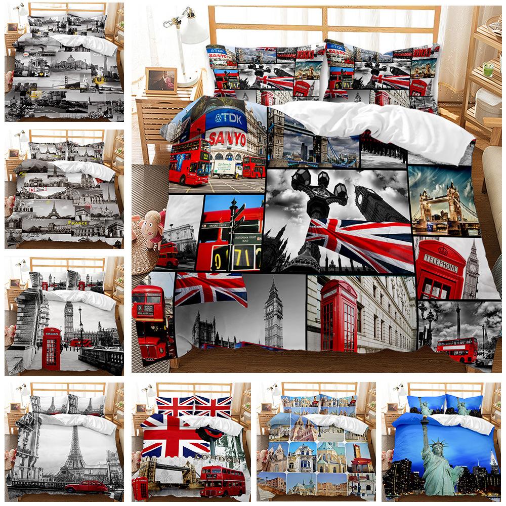 European and American construction three-piece 3D digital printing bedding quilt cover