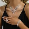 Fashion Bridal Dress Necklace Earrings Bracelet Three-piece Set Korean Rhinestone Wedding Necklace Claw Chain Rhinestone Necklace