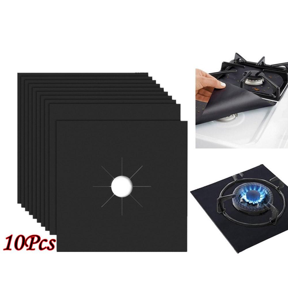 Sagit 10Pcs Reusable Gas Range Stove Top Burner Protector Liner Cover For Cleaning