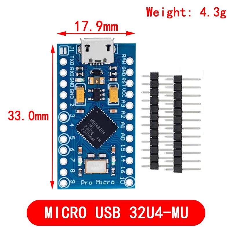 Оригинальный чип Pro Micro ATmega32U4 5 В 16 МГц, замена ATmega328 для Arduino Pro Mini с 2-рядным контактным разъемом для Leonardo UNO R3