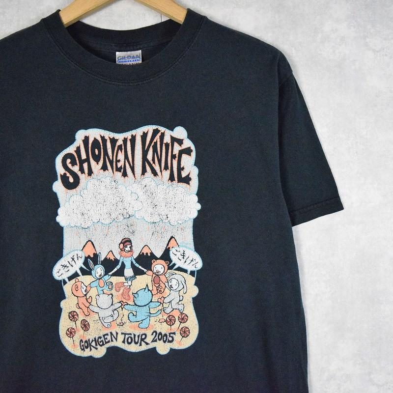 2000's Shonen Knife GOKIGEN TOUR 2005 Retro style Black T shirt NH28577