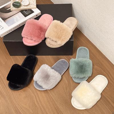 Женские домашние тапочки осень-зима с мехом, нескользящие повседневные домашние туфли на плоской подошве, однотонные женские шлепанцы, теплая обувь