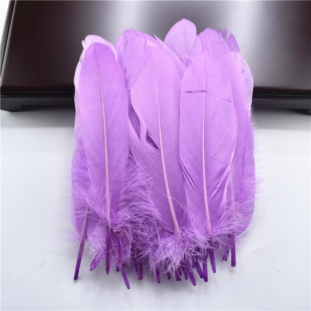 100pcs /Lot Colorful Hard Stick Natural Goose Feathers For Needlework Crafts Feather Handicraft Decor Wedding Accessories Plumes