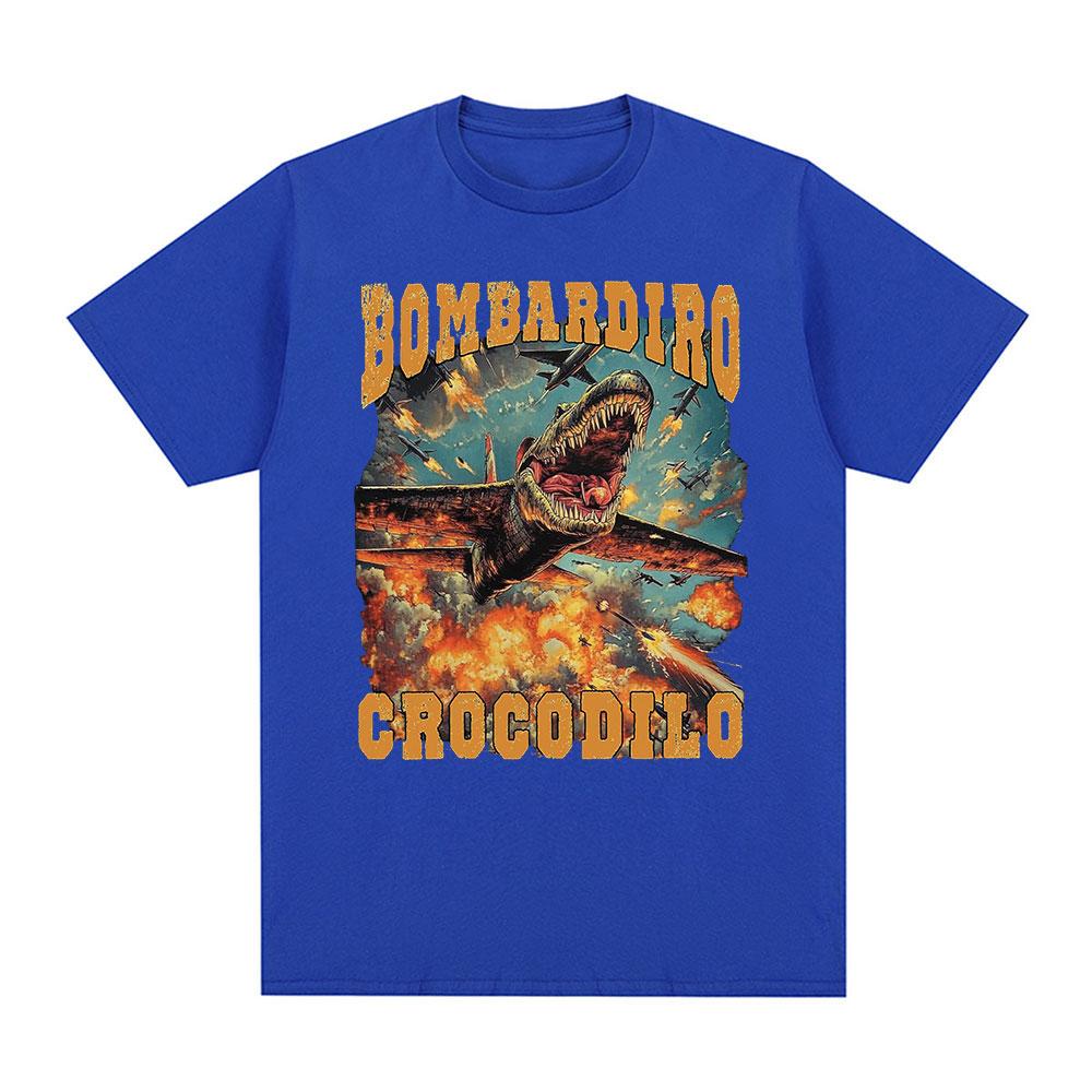 Bombardiro Crocodilo Funny Crocodile Plane Bomber Meme Graphic T-shirt Men's Women Clothing Casual Cotton Short Sleeve T Shirts