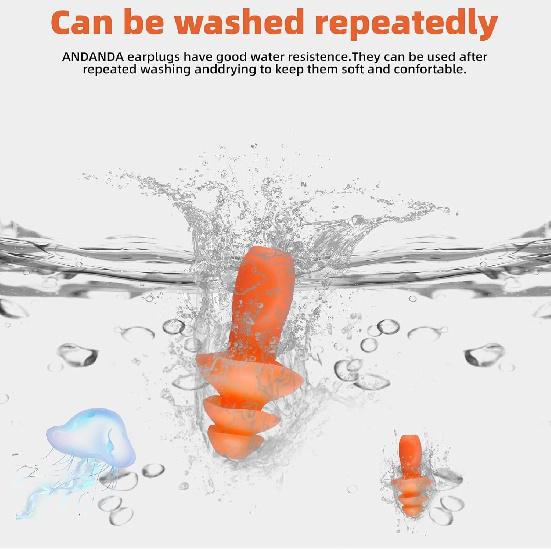 ANDANDA Силиконовые беруши - 100 пар, Беруши с шнурком для шумоподавления при стрельбе, Многоразовые для снижения шума, 25 дБ NRR