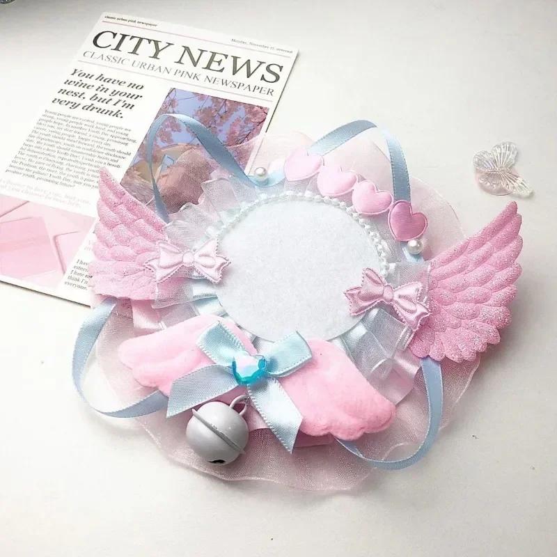 5.8cm Cute Creative Design Badge Pin Holder Kawaii Wings Lace Bow Kpop Badge Clip Displaying Protector Photocard Badge Holder