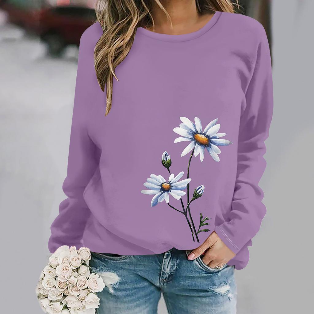 Осень и зима новая мода круглый вырез длинный рукав с принтом элегантная повседневная свободная толстовка