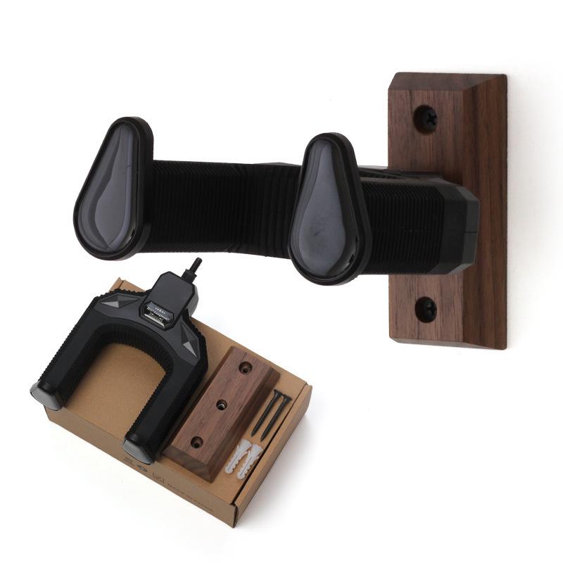 Walnut Wooden Guitar Wall Mount Hanger with Gravity Lock for Acoustic & Electric Guitars