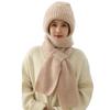 Women Winter Hat with Integrated Scarf Thick Warm Knitted Windproof High Elasticity Full Protection Outdoor Travel Cold Weather Cap