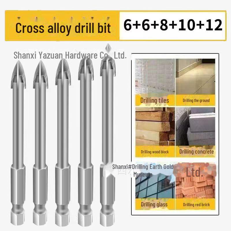Четырехгранное твердосплавное крестовое сверло для плитки, камня, бетона и стекла