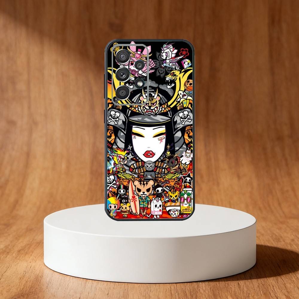 J-Japan T-okidokis Чехол для телефона с рисунком девочки Для Samsung S25,S24,S21,S22,S23,S30,Ultra,S20,Plus,Fe,Note,10,9,5G Черный Чехол