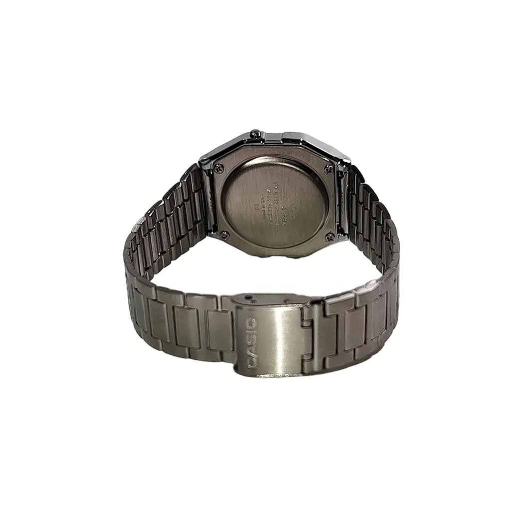 Casio Часы с кварцевым механизмом и стальным ремешком, унисекс, черный циферблат, A158WA-1(Часы1100--)