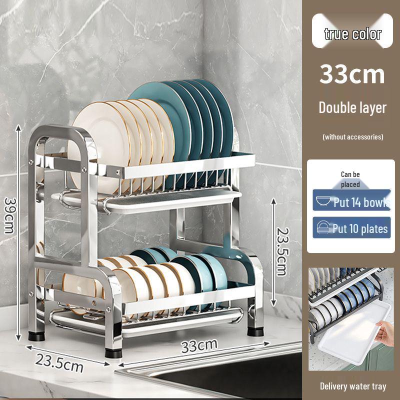 304 Stainless Steel Multi-functional Dish Drying Rack for Plates and Bowls