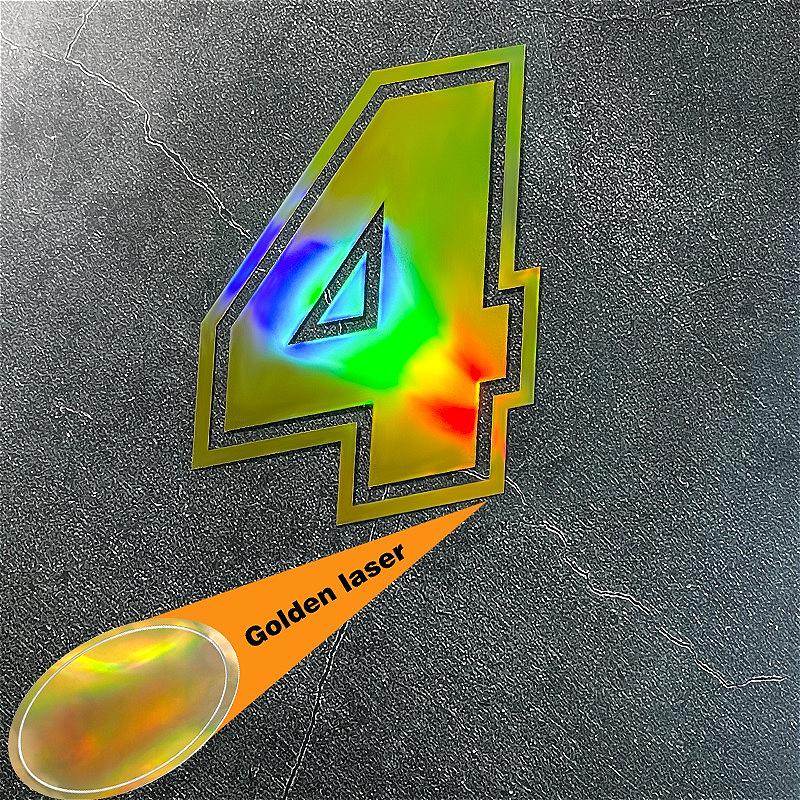 1PC Laser Gold Number 0 To 9 Motorcycle Sticker Waterproof for Motorcycle Helmets Fuel Tanks Car Windows Universal Vinyl Decals