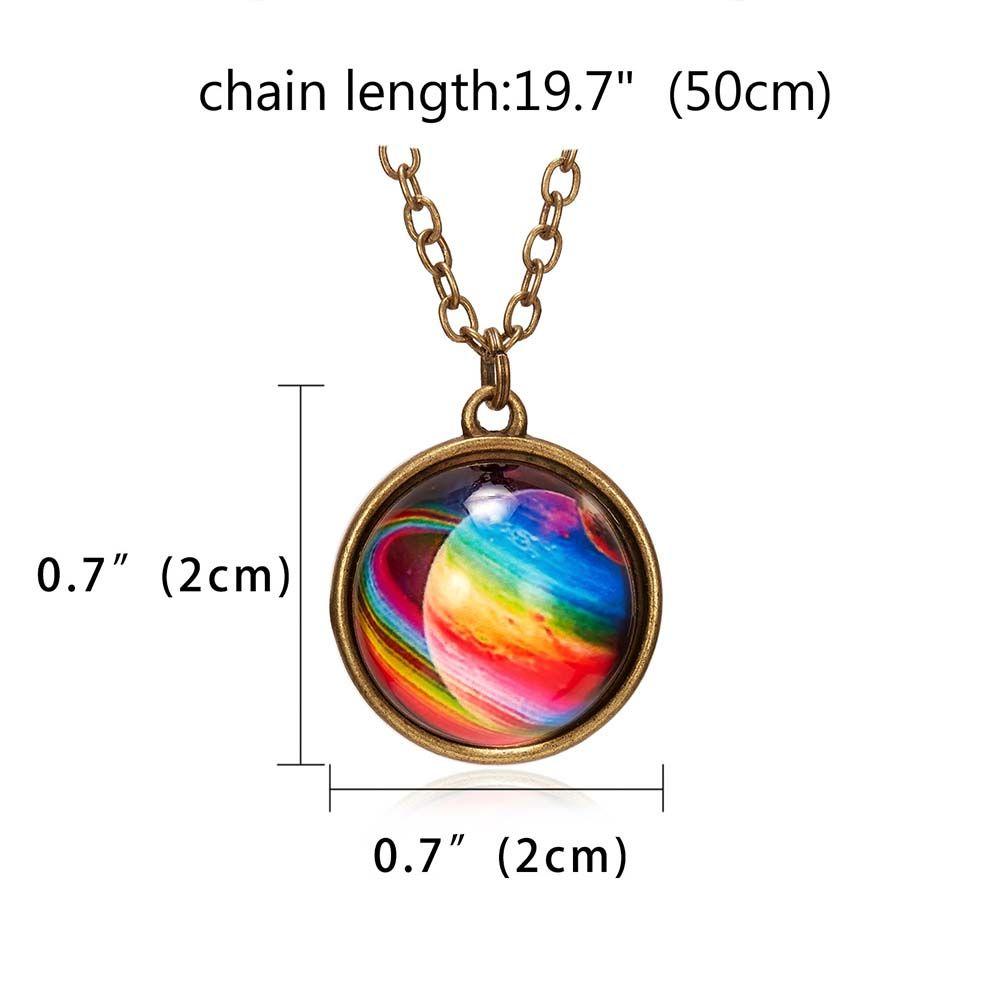 Planet Galaxy Zinc Zinc Alloy Double Side Universe Jewelry Double Side Pendant Clavicle Chain Necklaces