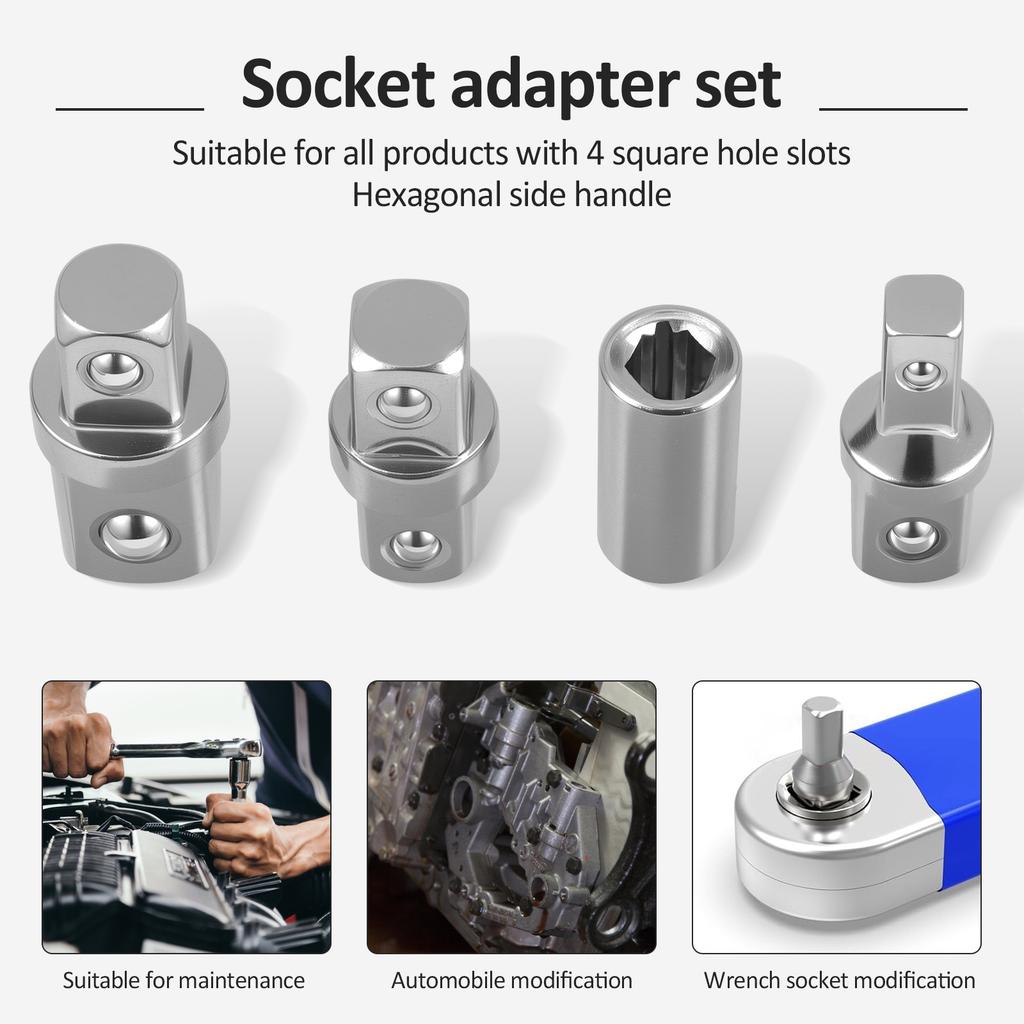 16Pcs Double Square Head Socket Adapter Converter Reducer Set 1/4 3/8 1/2 Impact Drive Ratchet Wrench Socket Adaptor Repair Tool