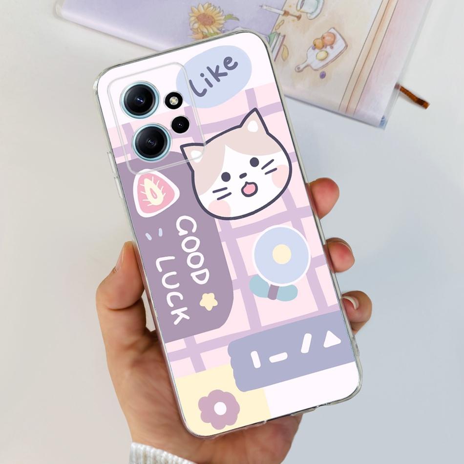 For Xiaomi Redmi Note 12 Case Redmi Note12 4G Global Cute Painted Soft Silicone TPU Phone Back Cover Bumper