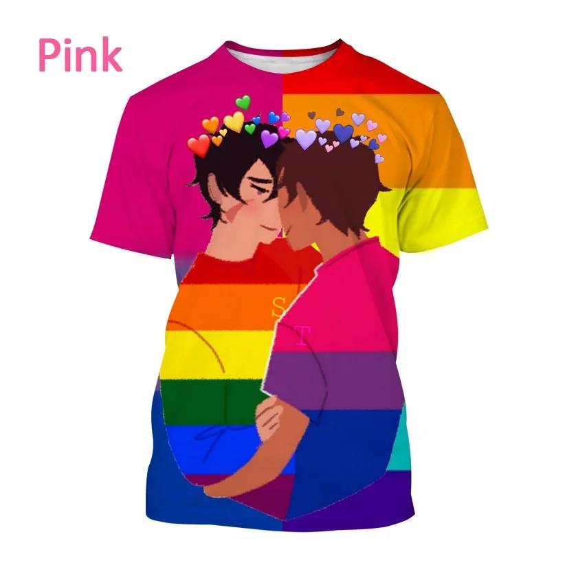 Новая летняя мужская/женская футболка с радужным 3d принтом и круглым вырезом, повседневная футболка большого размера с короткими рукавами, модные топы, трендовая одежда унисекс