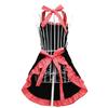 Women Cute Bowknot Decor Pocket Apron Plaid Print Splicing Adjustable Lace-up Kitchen Flirty Apron Mother Day Gift