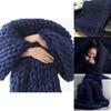Deep Blue Handwoven Throw Blanket With Ultra Thick Yarn For Cozy Home Decor