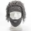Autumn and Winter Men's and Women's Knitted Hats Halloween Party Funny Pure Handmade Woolen Beard Wig Hats