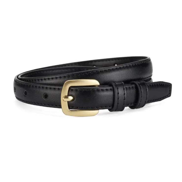 Женский Модный Кожаный Ремень с Гладкой Пряжкой - Трендовый и Универсальный для Джинсов или Повседневной Одежды