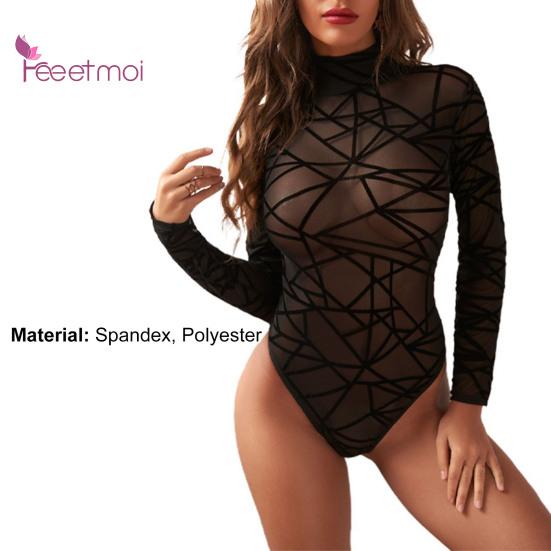 Bodysuit Underwear Sheer Mesh Sexy Slim-fitting Sleep Colthes See Sexy Wear Through Underwear