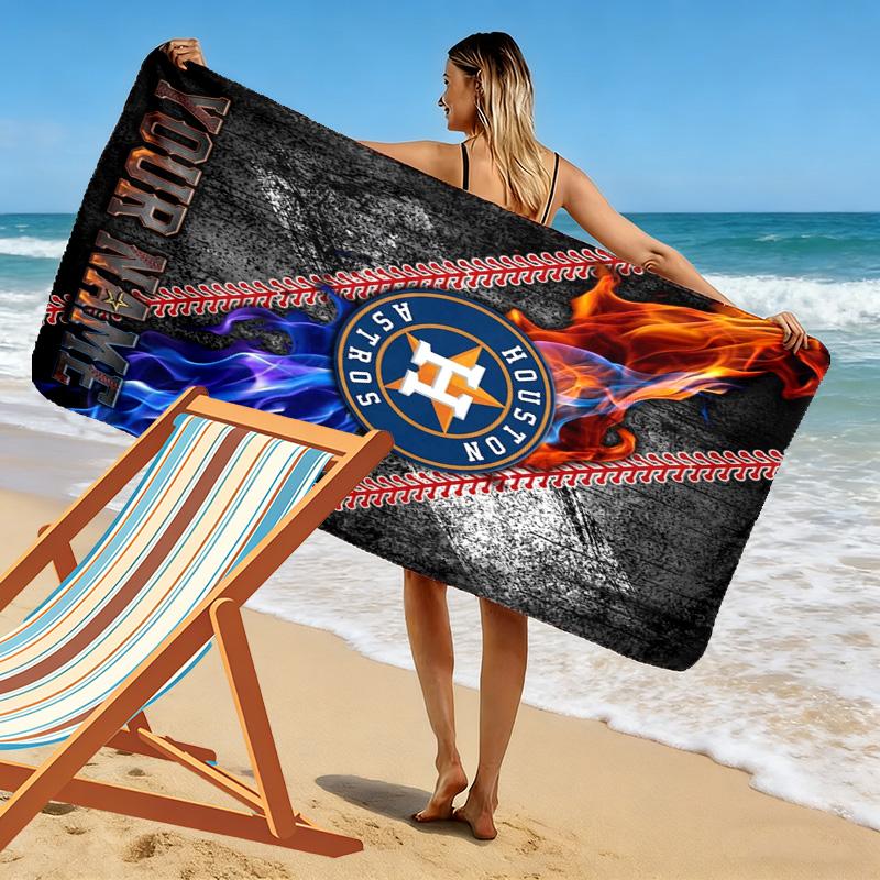 Name Custom Houston Astros Print Beach Towel, Large Soft Quick Dry Towel for Beach Camping Swimming