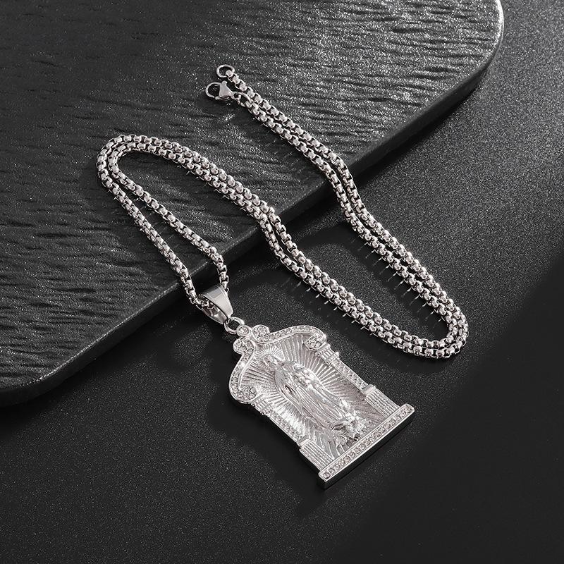 Новое католическое ожерелье из нержавеющей стали Девы Марии для мужчин, религиозная вера, хип-хоп кулон, ювелирные изделия для вечеринок для мальчиков