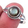 Кольцо из чистого серебра 925 пробы с натуральным лабрадоритом ручной работы, размер 9 c3q77