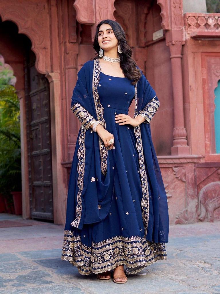 Indian Women Designer Anarkali Gown Salwar Suit Party Wear Top Tunic Georgette Salwar Kameez Set