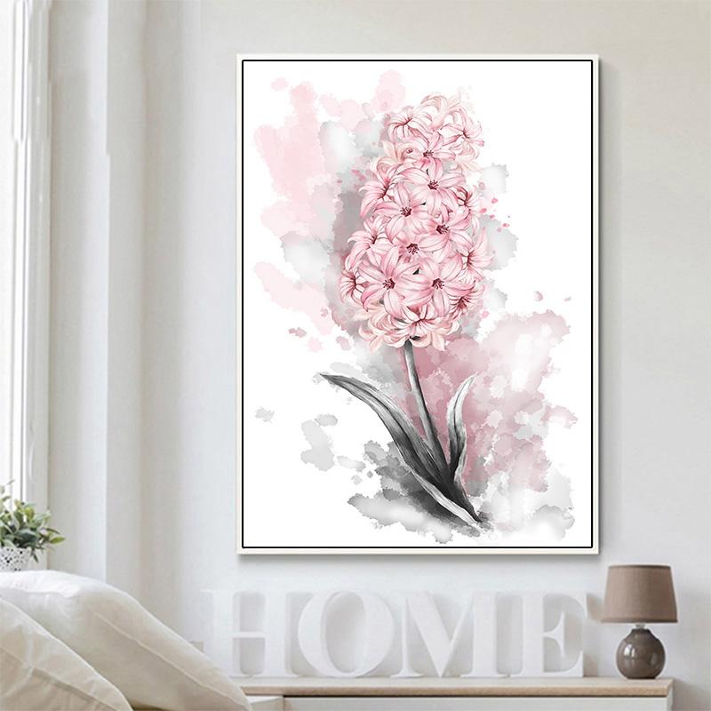 Плакаты с розовыми цветами и принты, настенные художественные картины на холсте, скандинавские современные фрески для гостиной, спальни, украшения дома, фотографии
