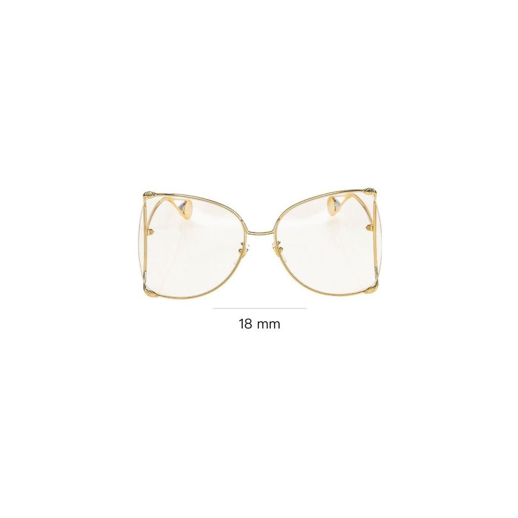 Gucci Side Mirror Leg Irregular Shape Sunglasses Women sunglasses Gold GG0252S-001