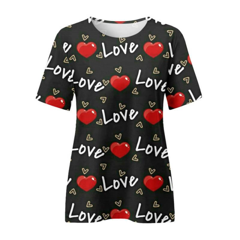 Женская футболка Love Pink с цифровым 3D принтом Y2k Elegance Vintage с коротким рукавом Элегантная повседневная удобная полиэстеровая футболка с круглым вырезом