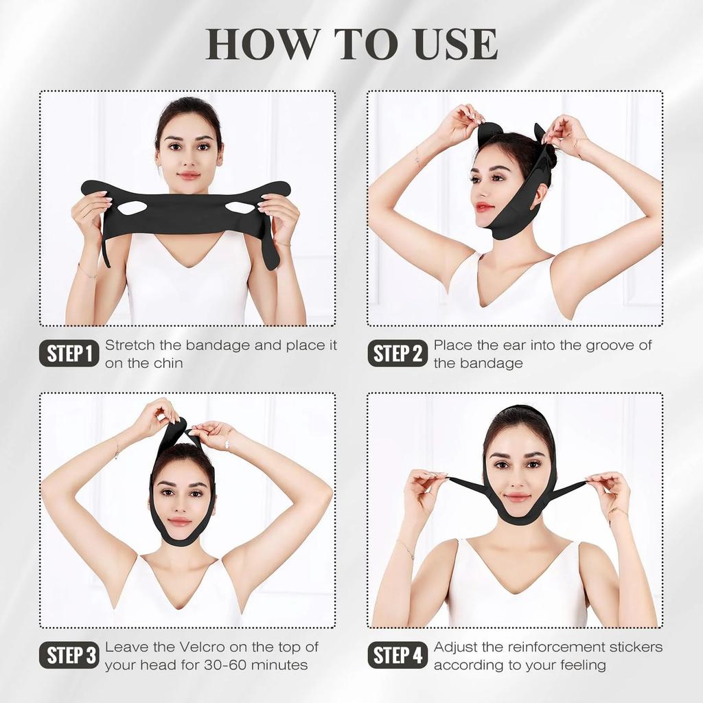 Chin Strap for Sleeping,Adjustable Chin Strap,Jaw Strap,Jawline Shaper,V Line Lifting Mask,Black